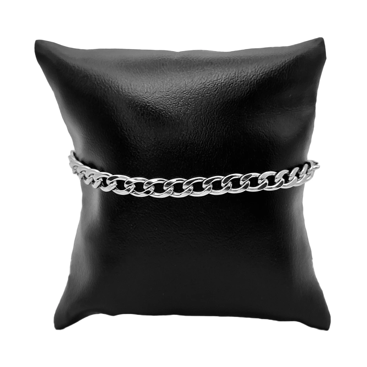 Pulsera Acero Plateado Esclava Eslabón Cubano 5 mm
