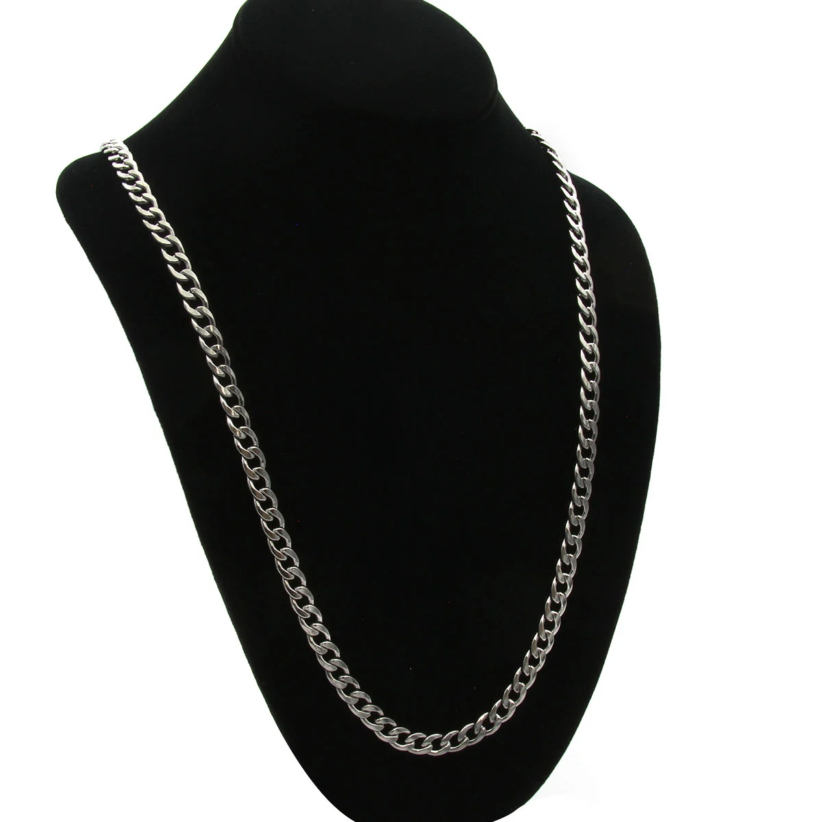 Cadena Acero Inoxidable Plateado Eslabón Cubano 7mmx 70cm