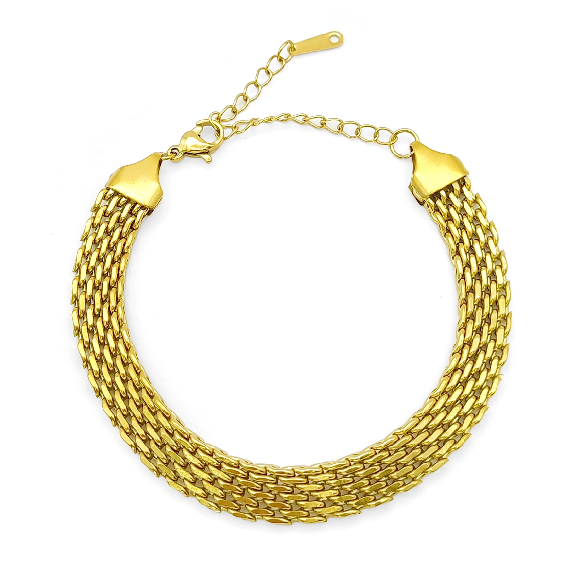 Pulsera Acero Dorado Multicadena Tipo Red Elegante