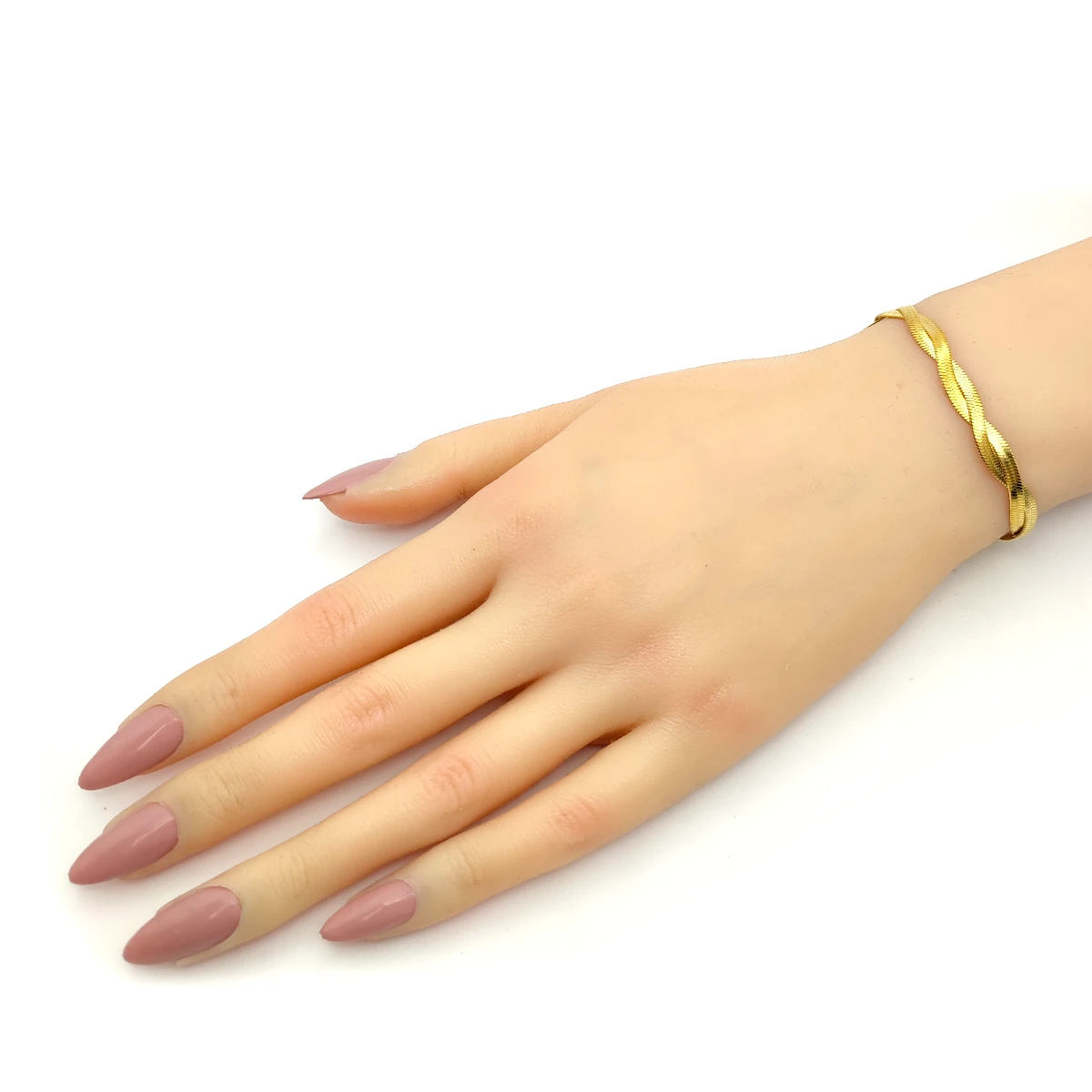Pulsera Acero Dorado Panza de Vibora Doble Trenzada
