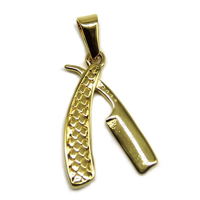 Dije Acero Dorado Navaja Para Afeitar Barbero