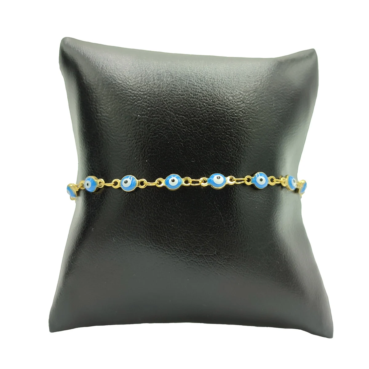 Pulsera Acero Dorado Ojo Turco Azul 4 Mm Proteccion