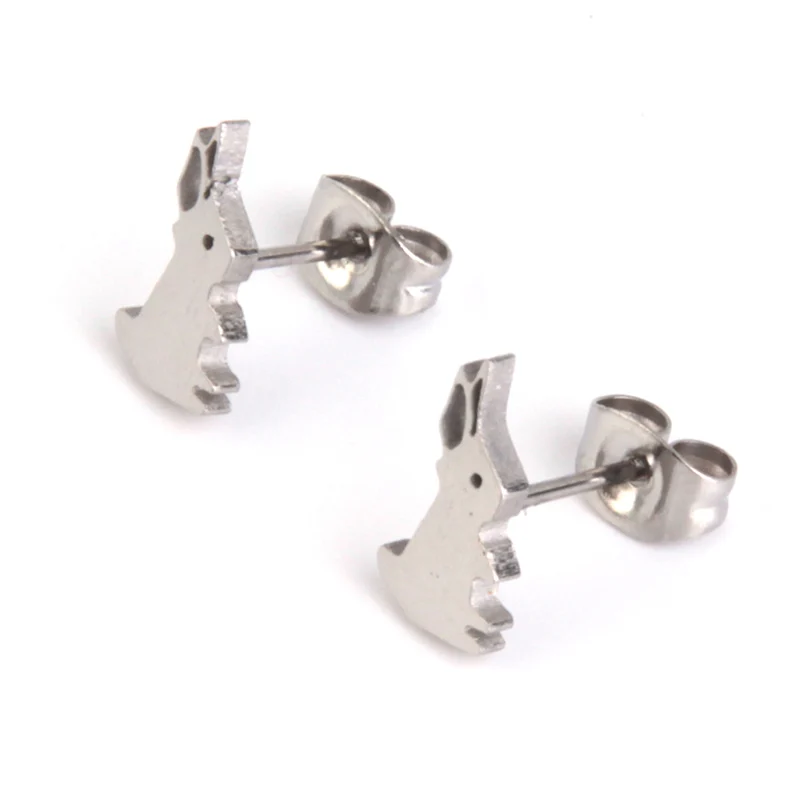 Set de Joyeria Acero Plateado Conejos Conejitos