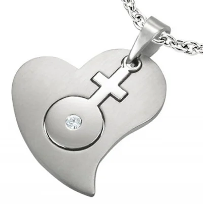 Dije de Acero Inoxidable Diseño Corazon Orgullo Gay Mujer