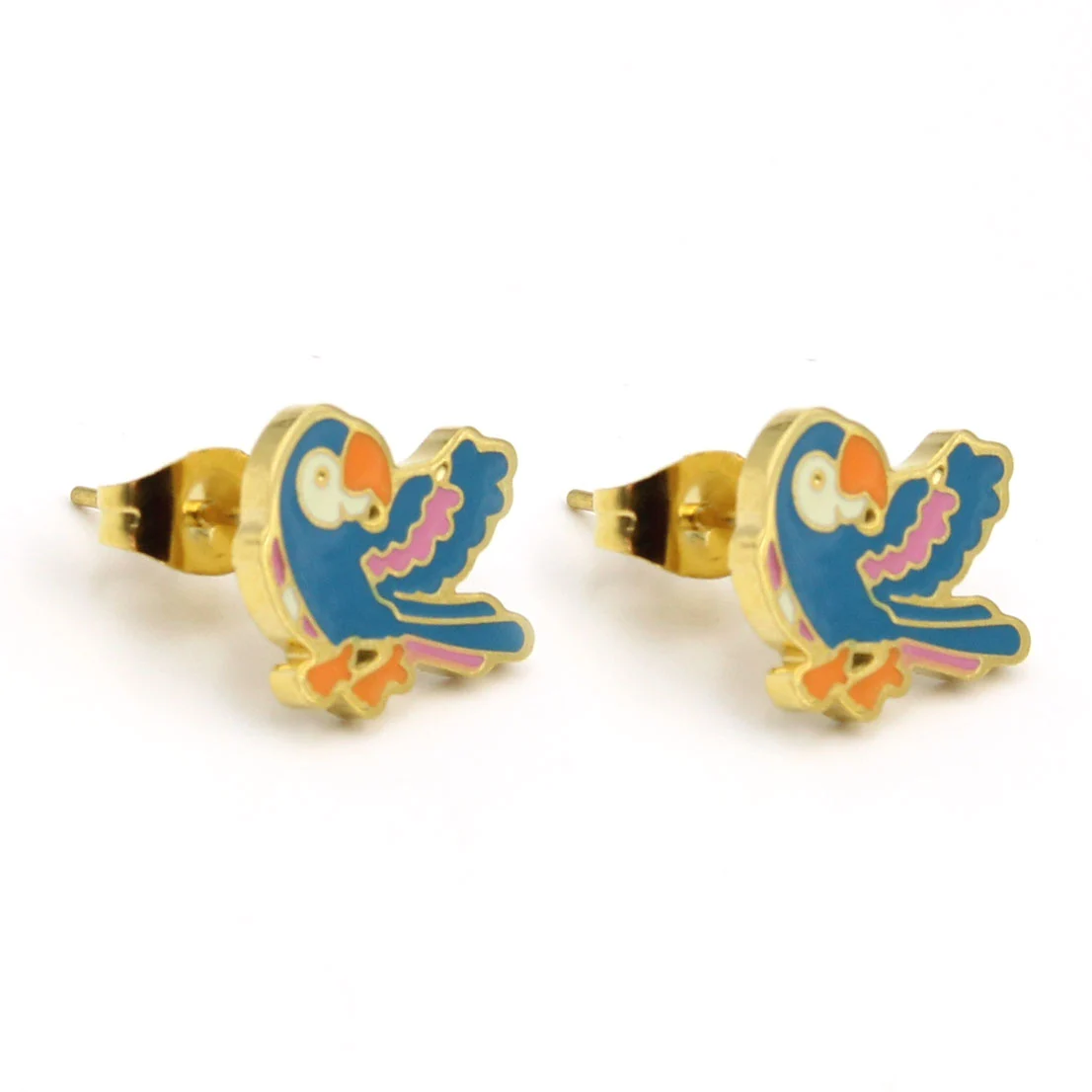 Set Joyeria Acero Dorado Collar Dije Aretes Guacamaya Ave
