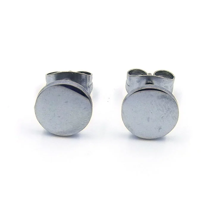 Aretes tipo Broquel Acero Plateado Circulo Liso