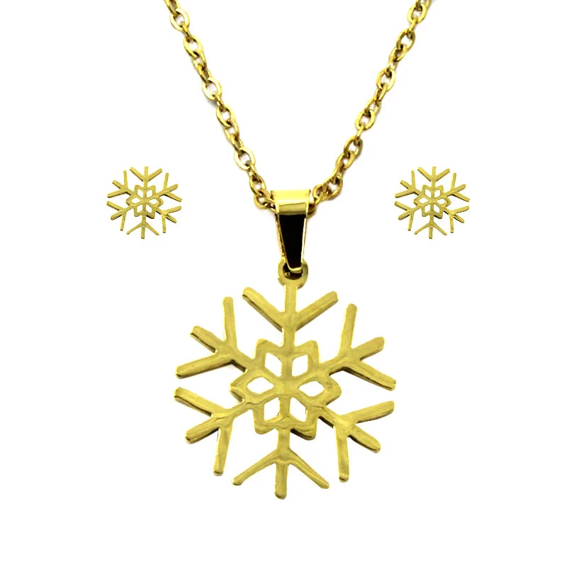 Set Joyeria Acero Inoxidable Dorado Copo Copito Nieve