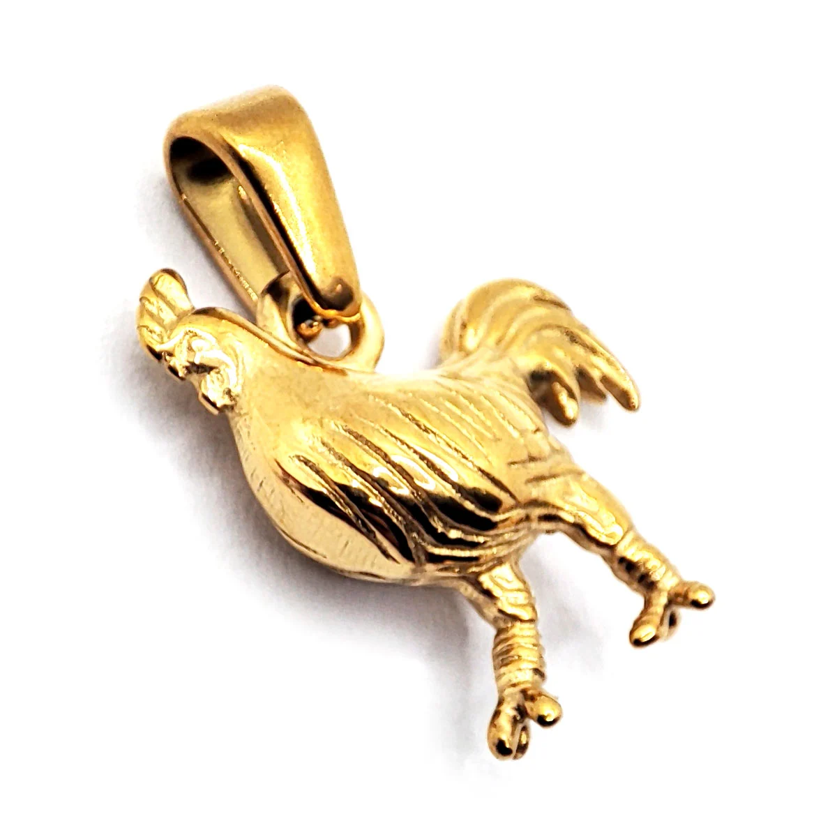 Dije Acero Dorado Gallo Granja Gallito Detallado 3D 15 mm