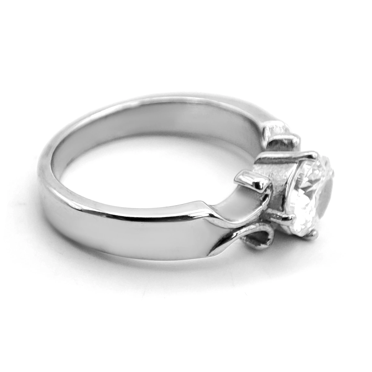 Anillo Acero Plateado Zirconia Enmarcada Compromiso Promesa