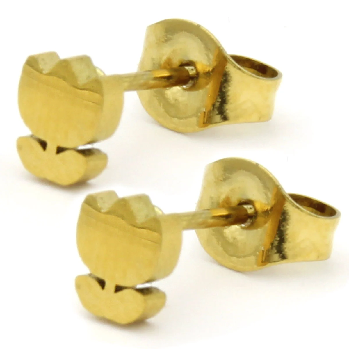 Arete Tipo Broquel Dorado Mini Flor Tulipan Pequeño