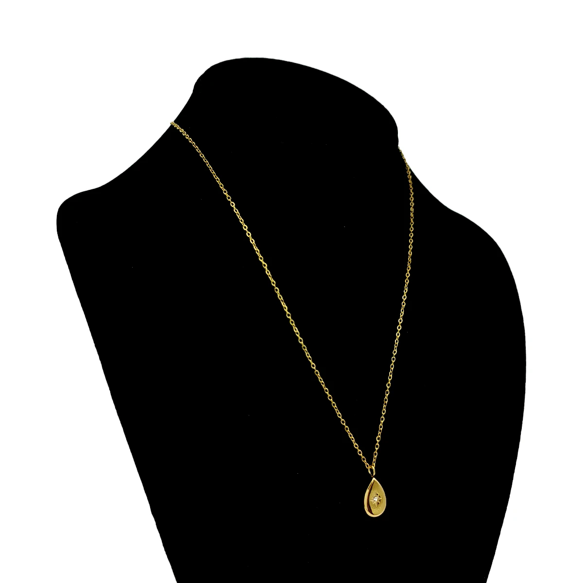 Collar Acero Inox Dorado Gota Estrella Cristal Central