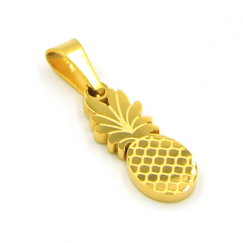 Dije Acero Inoxidable Dorado Piña Tropical Pequeña