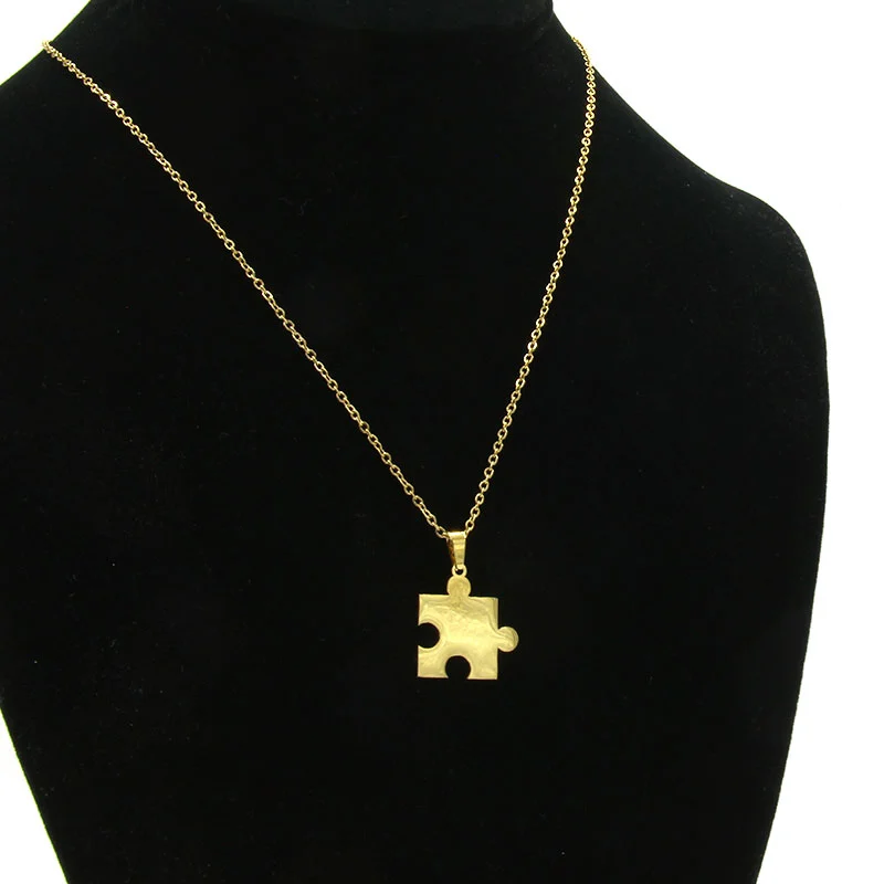 Set Joyeria Acero Inoxidable Dorado Rompecabezas Puzzle