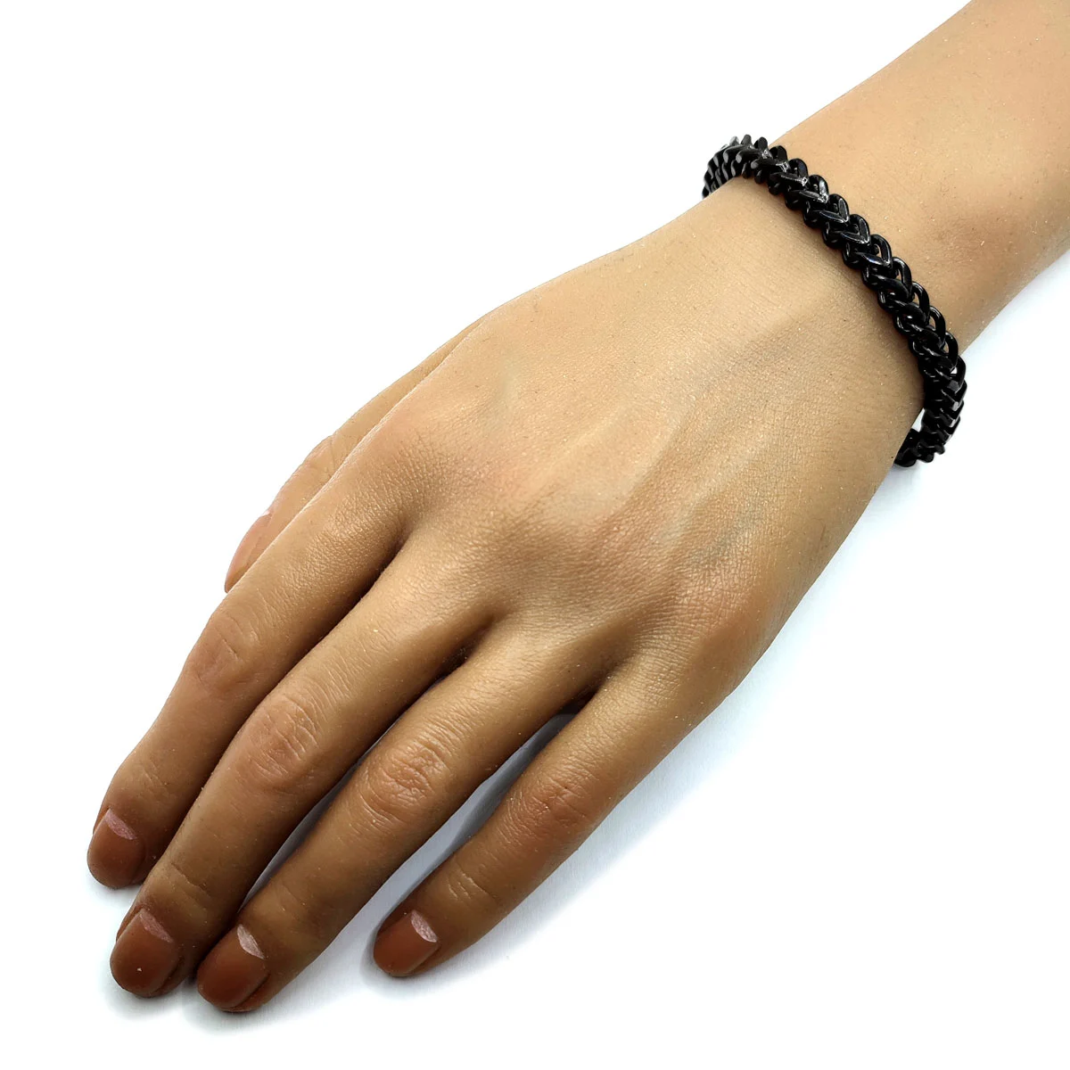 Pulsera Acero Negro Hombre Esclava Cubica Trenzada