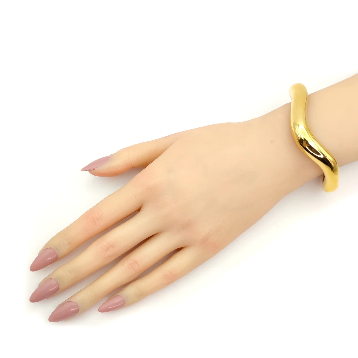 Pulsera Acero Dorado Onda Líquida Irregular Exagerada
