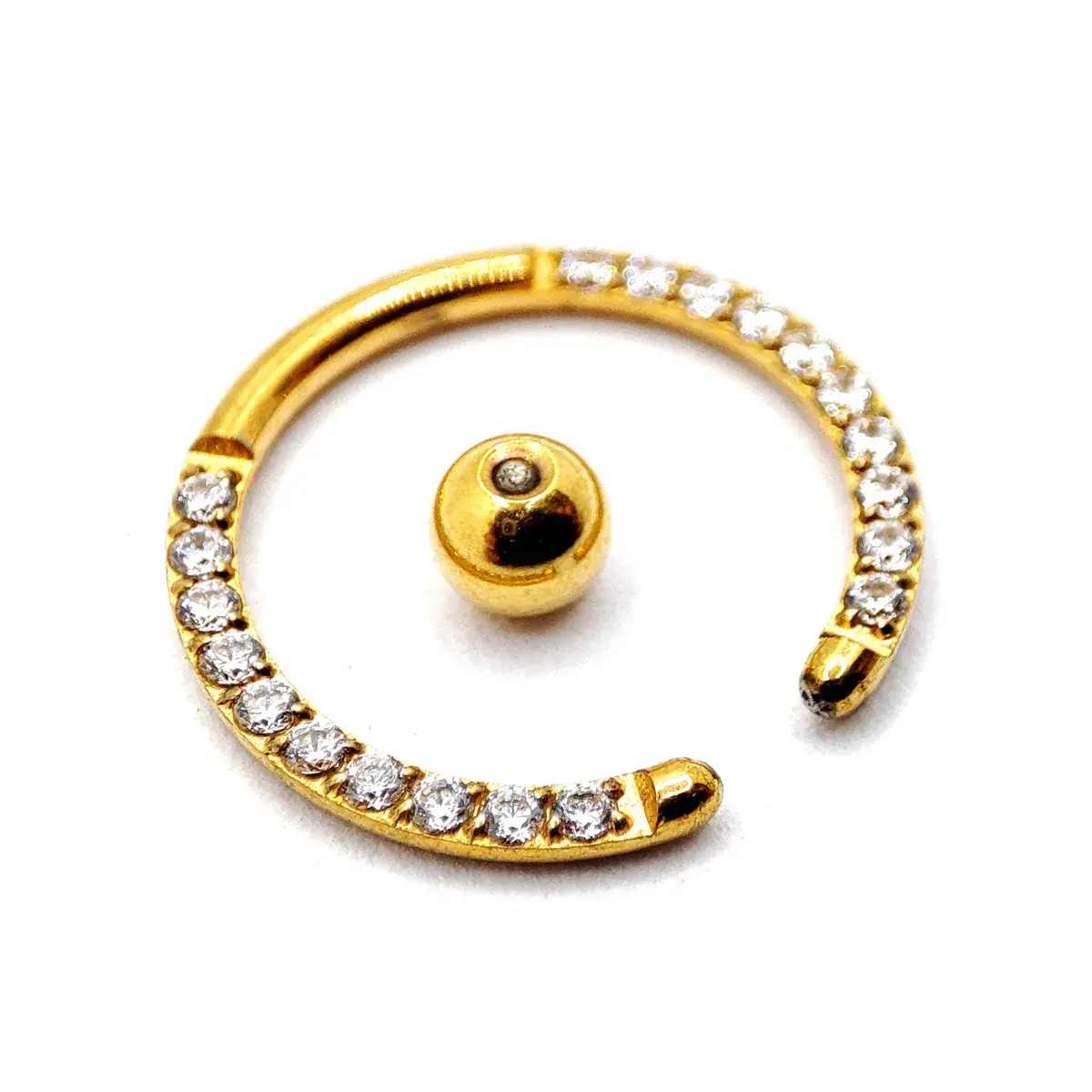 Arete Acero Dorado Tipo Piercing Aro Captive 10mm Cristal