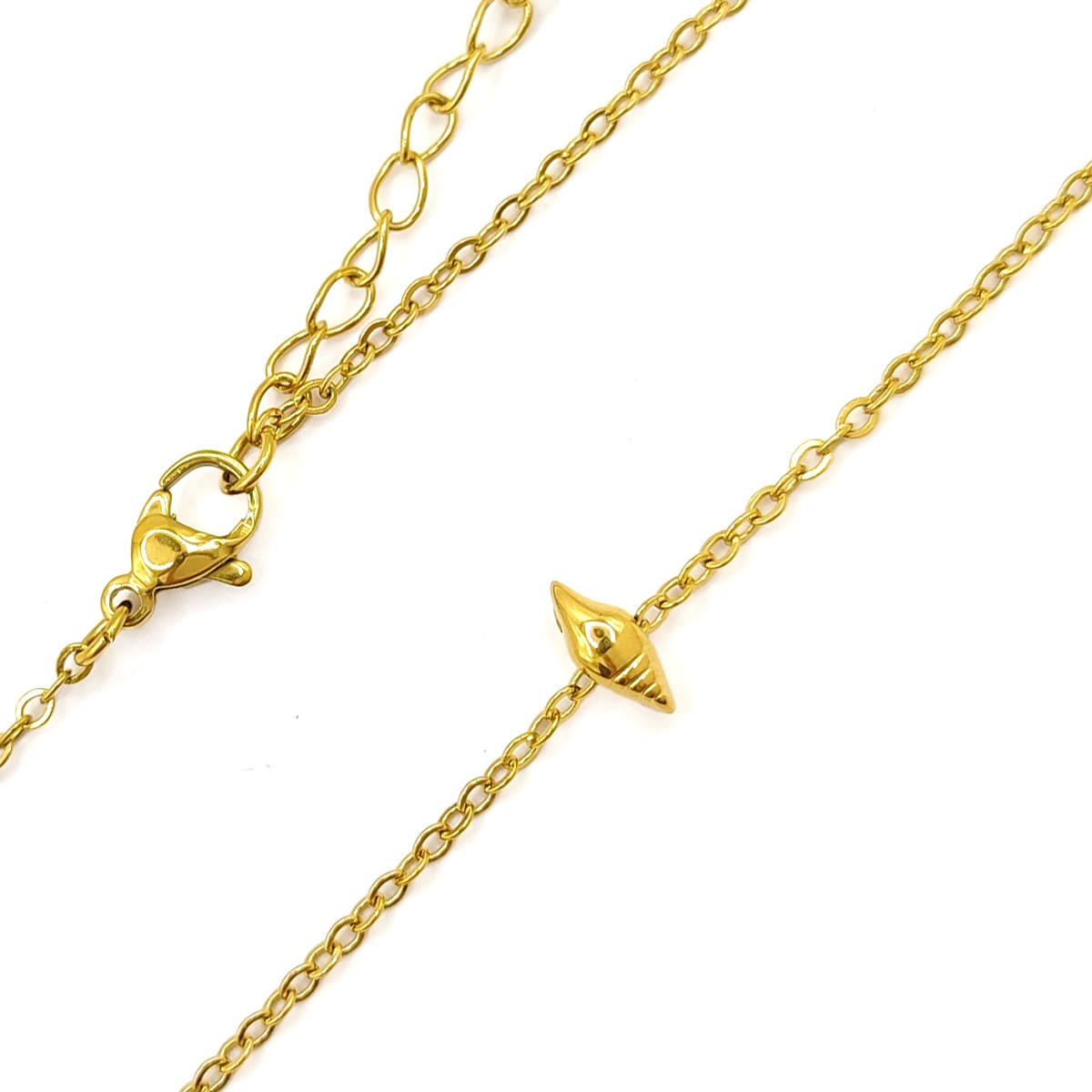 Collar Acero Dorado Mini Concha de Caracol Mar 8 mm