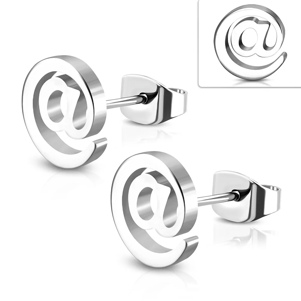 Aretes Tipo Broquel Acero Plateado Arrobas Internet
