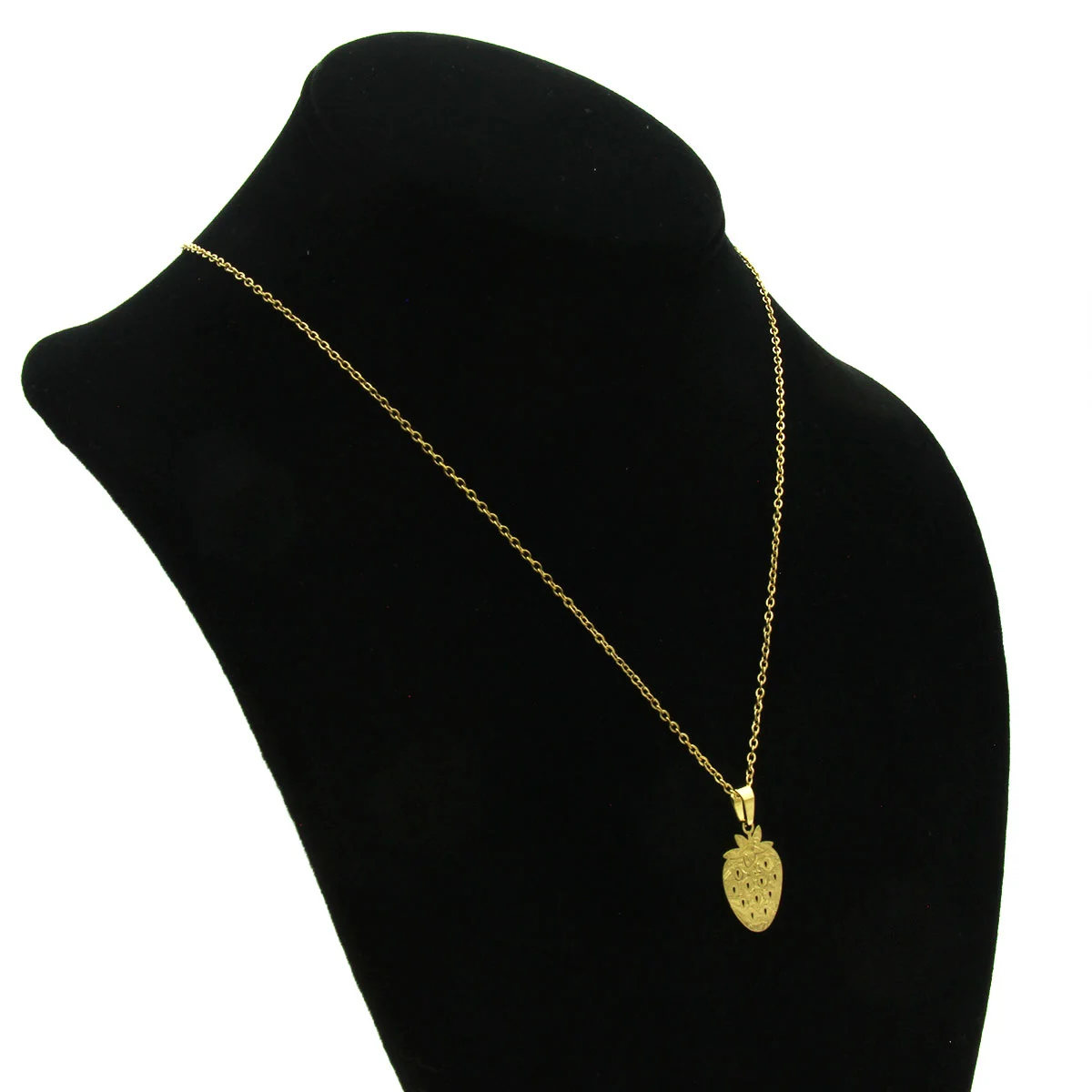 Set Joyeria Acero Inox Dorado Fruta Fresa Natural