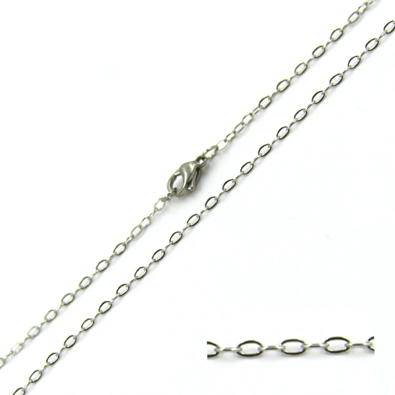 Cadena Acero Inox Plateado Eslabon Long Oval