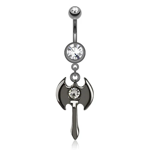 Piercing de Ombligo Hacha Vikinga con Zirconia