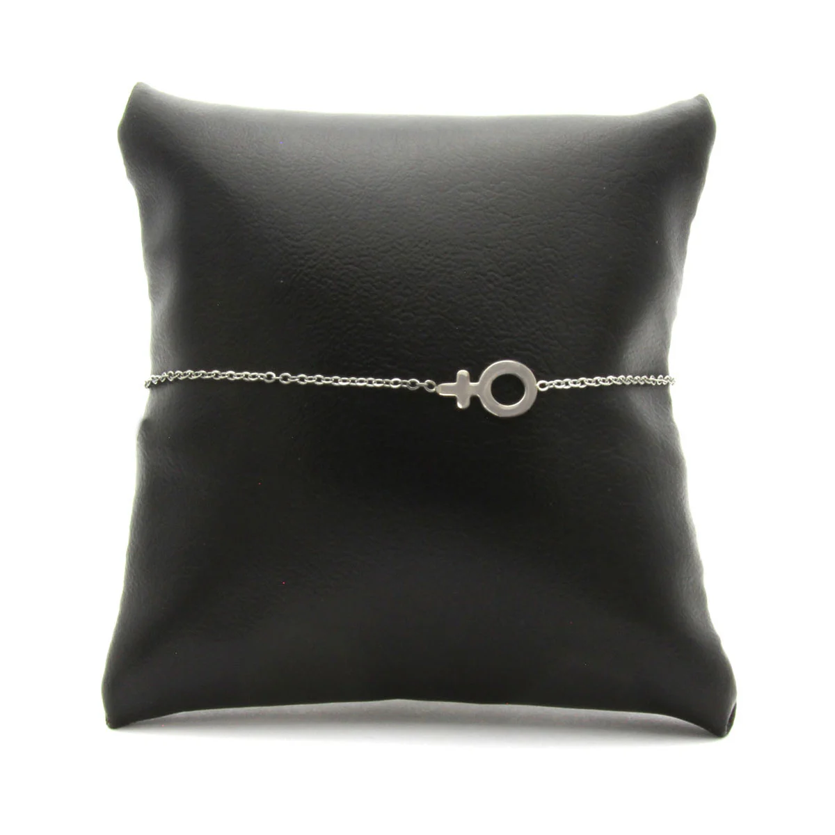 Pulsera Acero Inoxidable Plateado Simbolo Espejo Venus