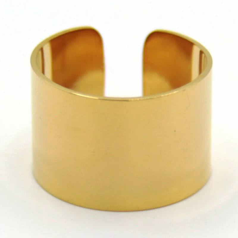 Anillo Acero Dorado Tubular Abierto Sencillo