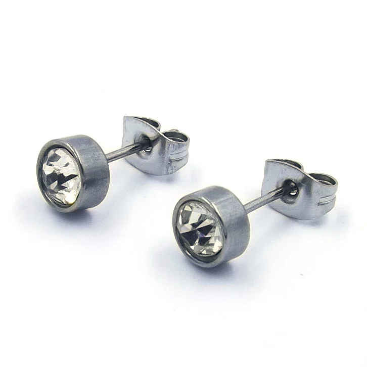 Aretes tipo Broquel Acero Plateado Royal 6mm