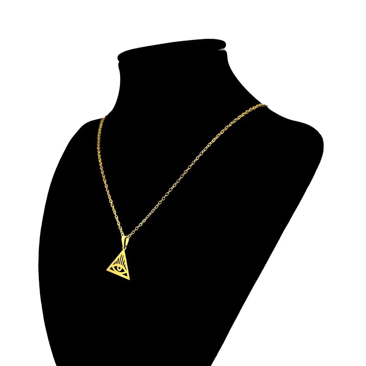 Set Joyería Acero Dorado Triangulo Ojo de la Providencia