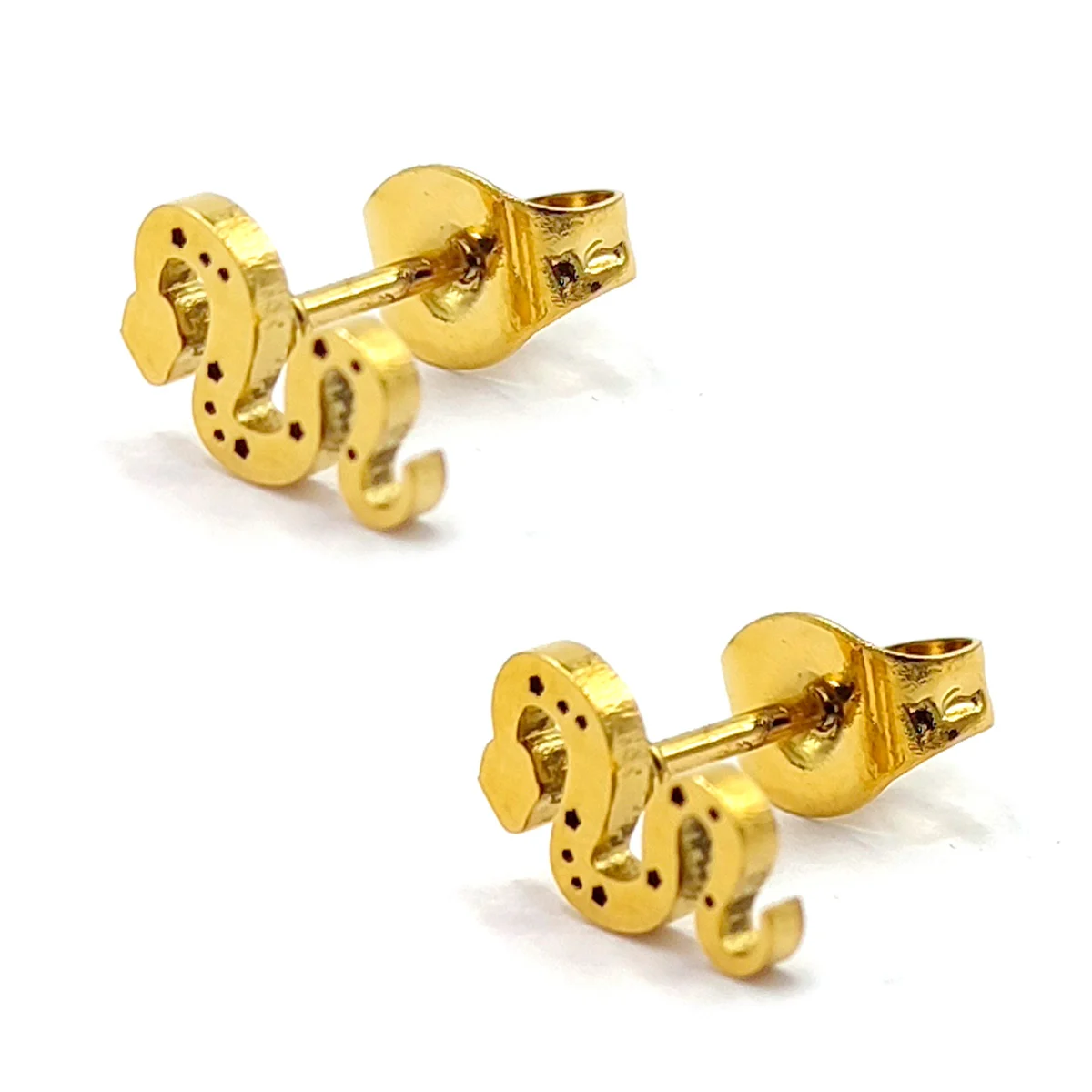 Aretes Acero Inoxidable Dorado Tipo Broquel Serpiente