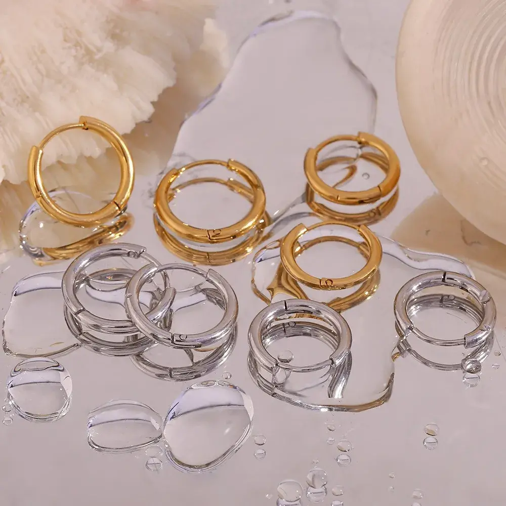 Aretes Acero Tipo Pendiente Huggies Aro Clásica 12 mm