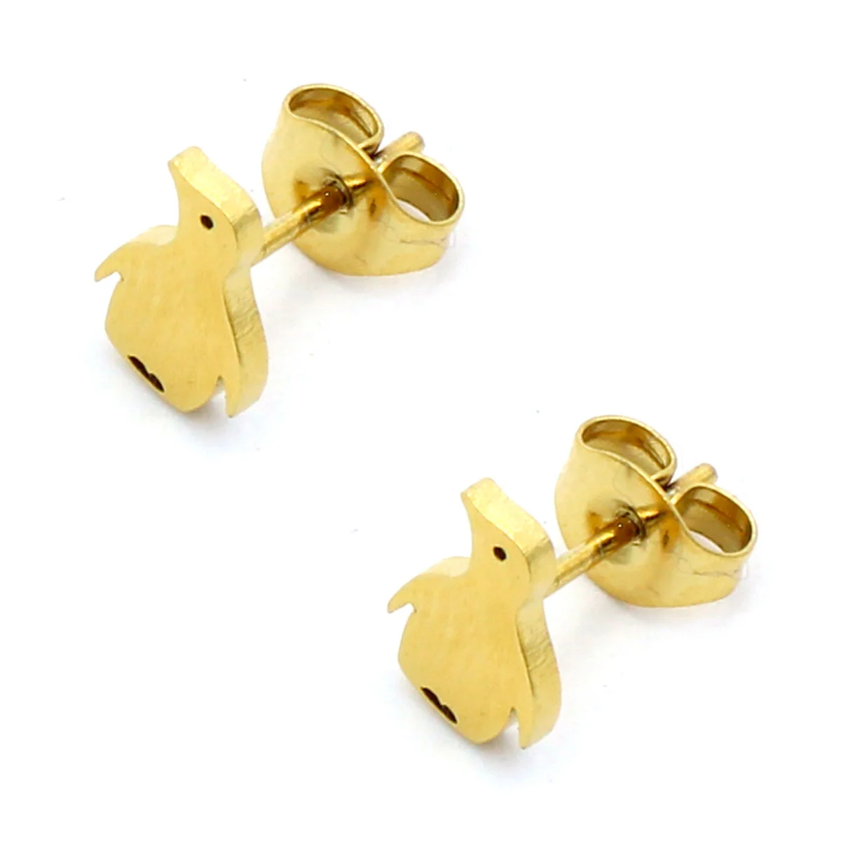 Aretes Acero Inox Dorado Tipo Broquel Pinguinos