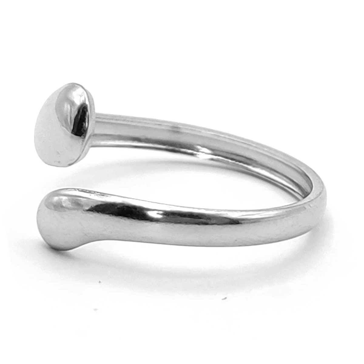 Anillo Acero Inox Plateado Gotas Lisas Dobles Pequeñas