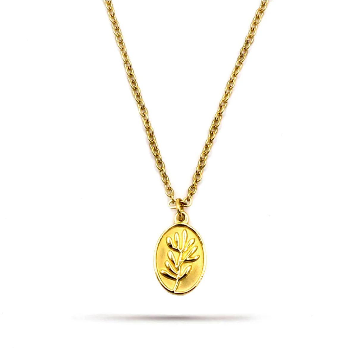 Collar Acero Inoxidable Dorado Planta Alga Marina