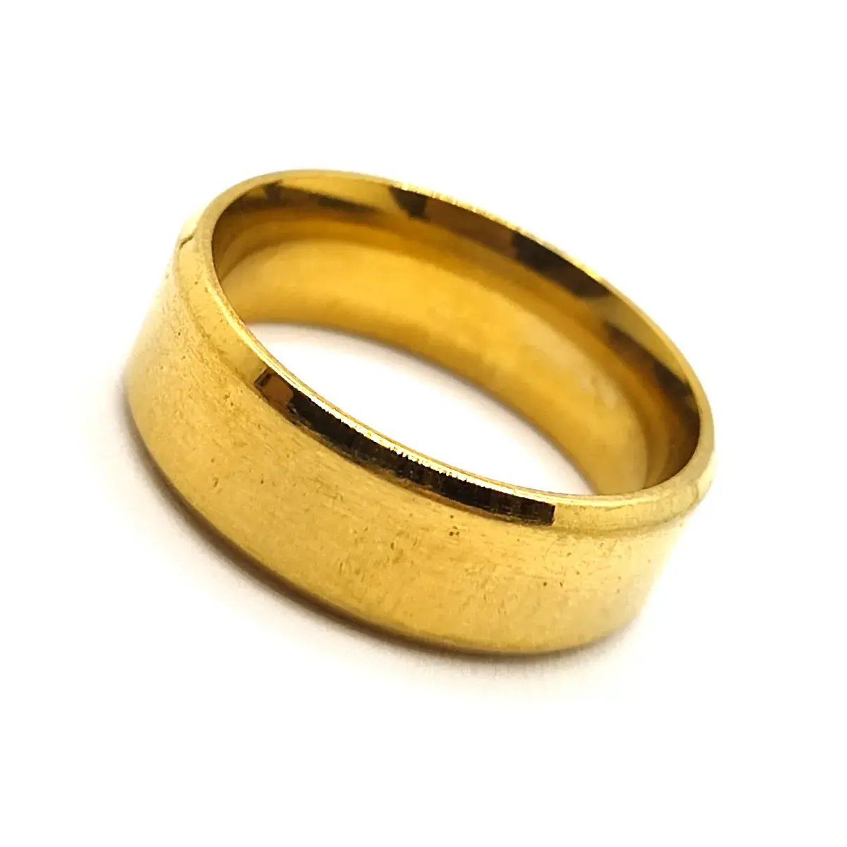 Anillo Acero Inox Dorado Argolla Satinado Biselado 8mm