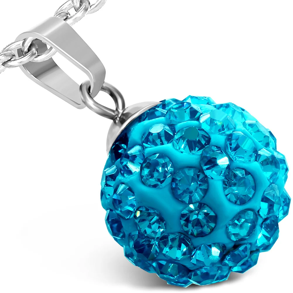 Dije de Acero y Zirconias Aqua Shamballa Diseño Esfera