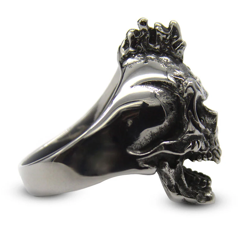 Anillo Hombre Acero Plateado Calavera Vampiro Cresta Punk