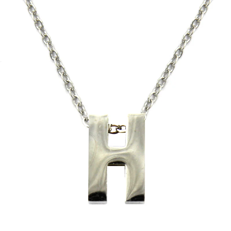 Collar Acero Inoxidable Plateado Letra H Pequeña Nice