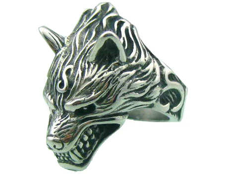 Anillo de Acero Inoxidable Grande Furia de Lobo