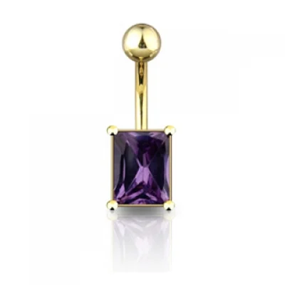 Piercing para el ombligo Dorado Zirconia Purpura Geometrica