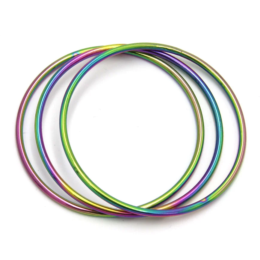Pulsera Acero Ionizado Triple Brazalete Unicorn Arcoiris
