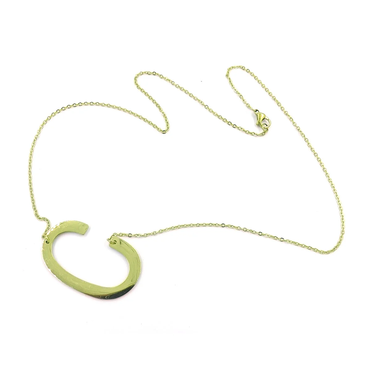 Collar Acero Inoxidable Dorado Letra C Gigante