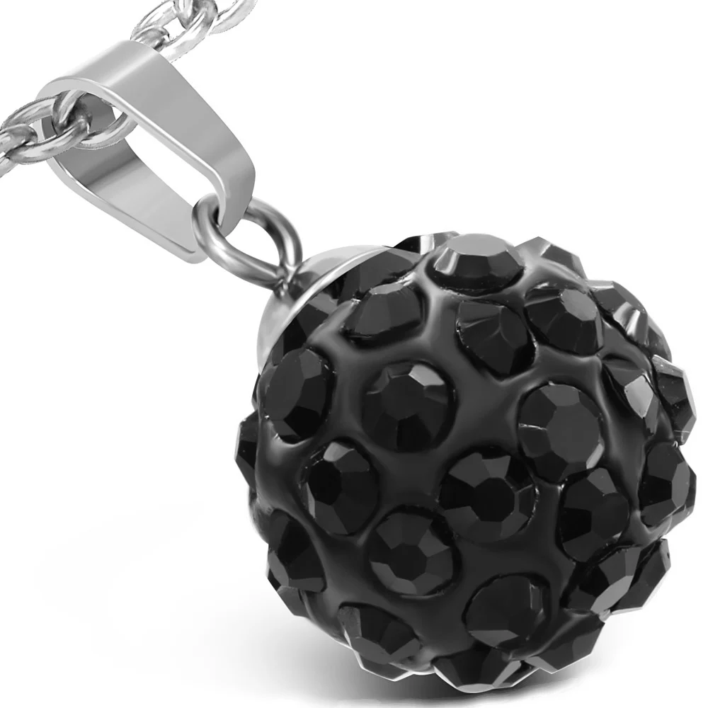 Dije de Acero y Zirconias Negras Shamballa Diseño Esfera