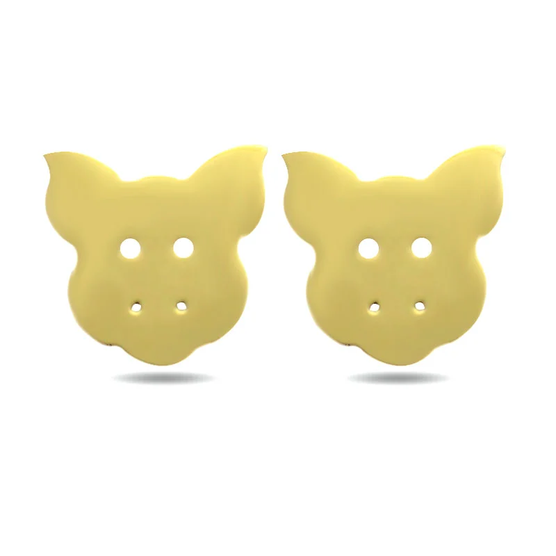 Aretes Tipo Broquel Acero Dorado Puerquito Cochinito