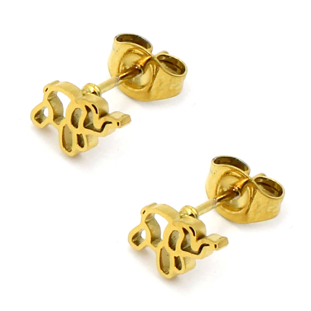 Aretes Acero Inox Dorado Tipo Broquel Elefante Globo