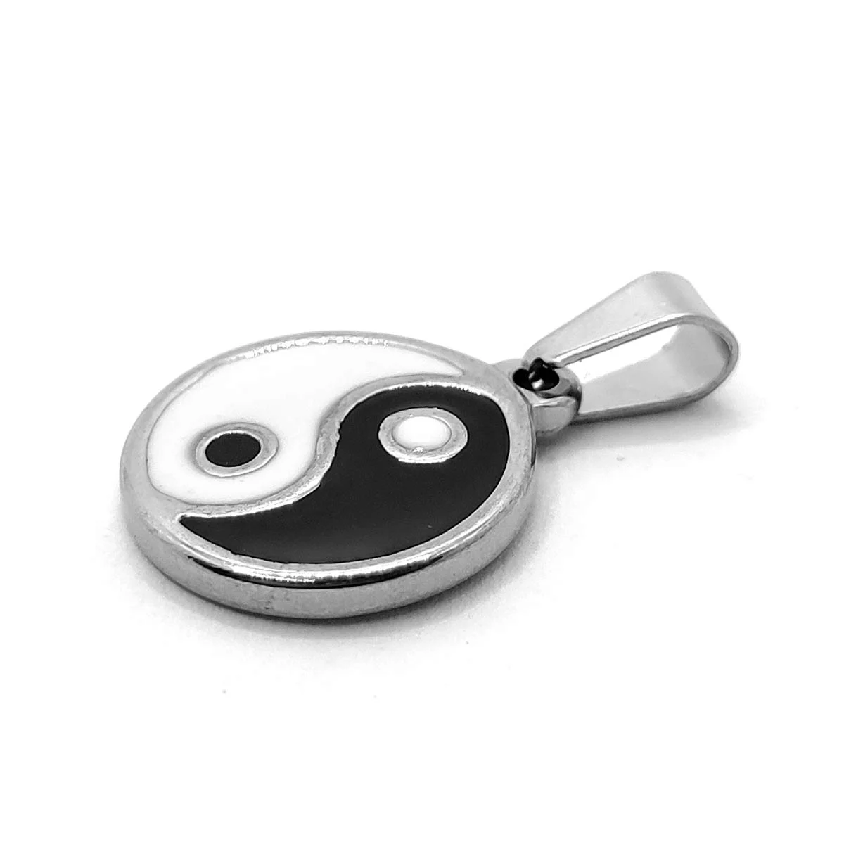 Dije Acero Inoxidable Plateado Yin Yang Oscuridad Luz