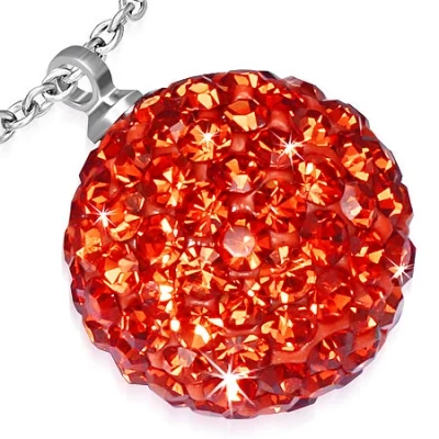 Dije de Acero y Zirconias Rojas Diseño Esfera