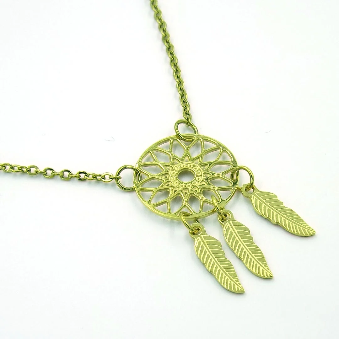 Collar Acero Dorado Atrapa Sueños Nativo