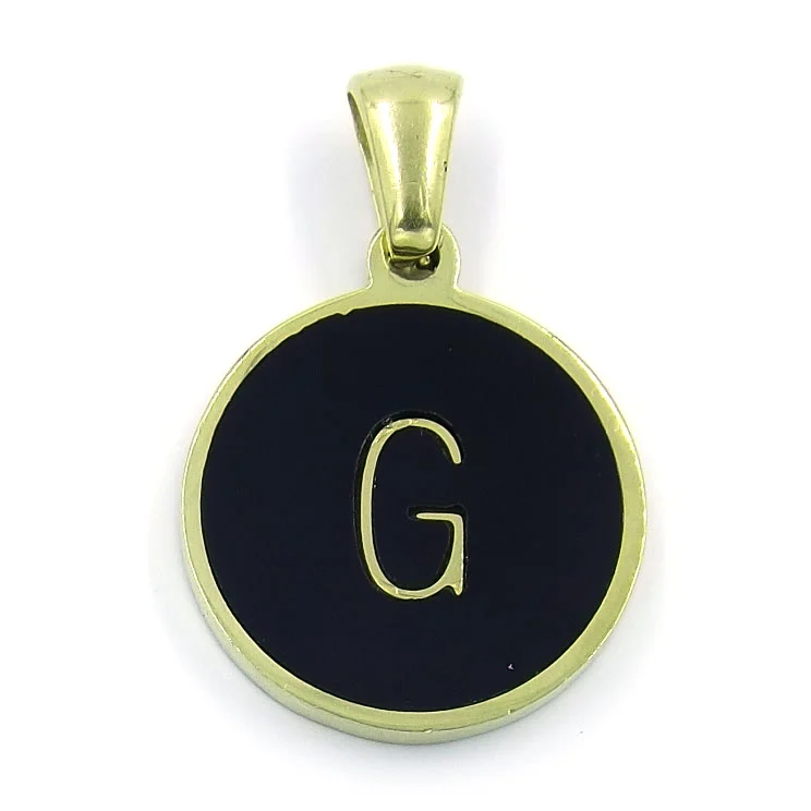 Dije Acero Dorado Botón Maquina Escribir Letra G