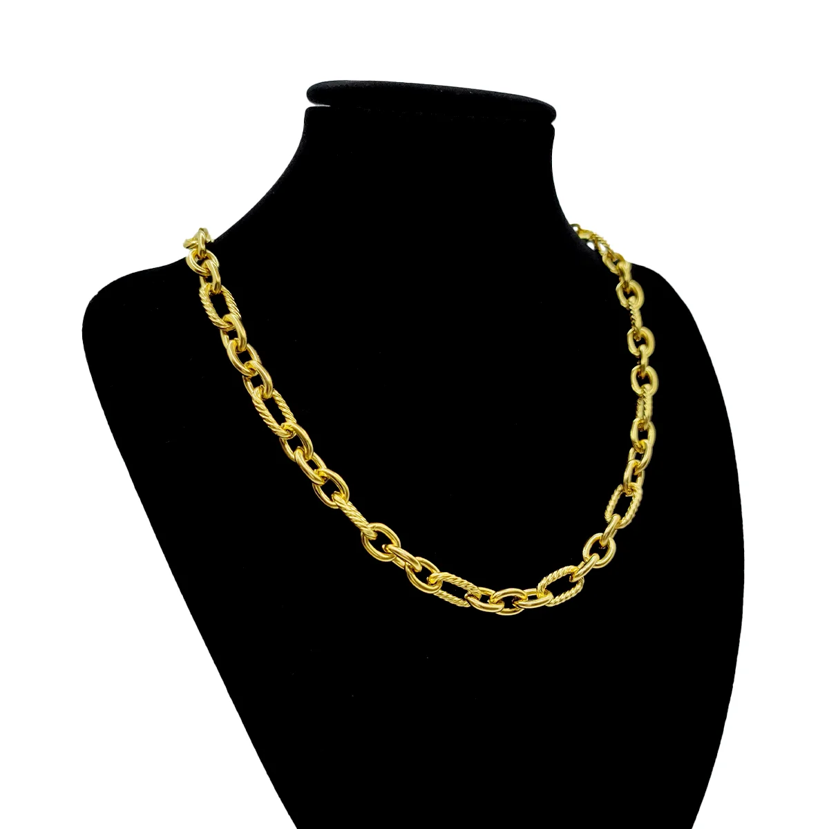 Cadena Acero Dorado Eslabón 3x1 Torcido Liso Broche Barra